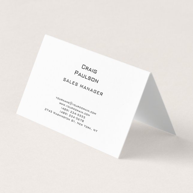 Minimalistische Schlichte Klassik Schwarz & Weiß Visitenkarten (Vorderseite)