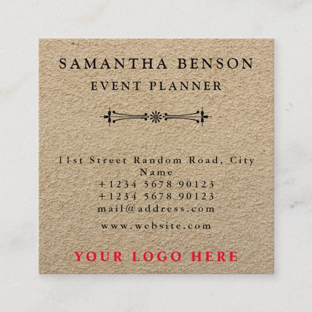Minimalistische, schlichte Kraft Your Logo Quadratische Visitenkarte (Vorderseite)