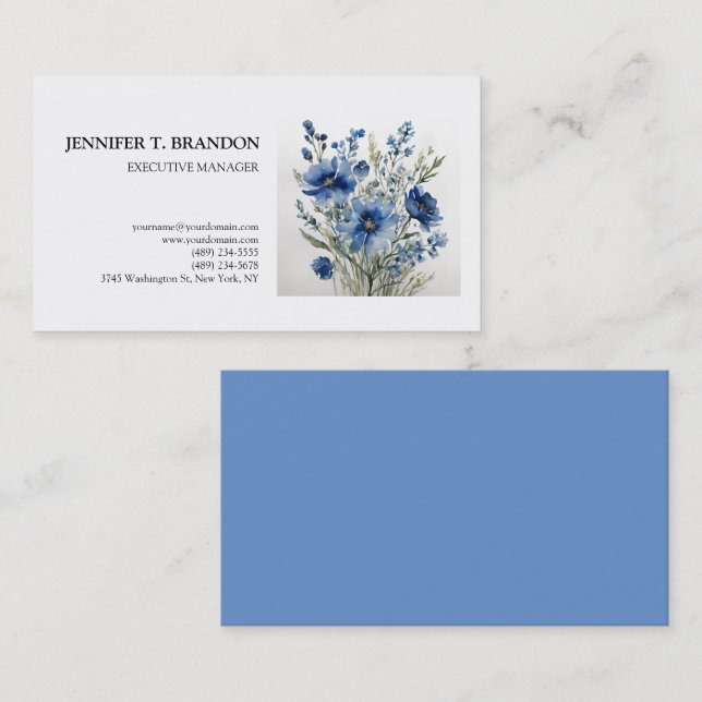 Minimalistische Schlichte, moderne Aquarellblume Visitenkarte (Vorne/Hinten)