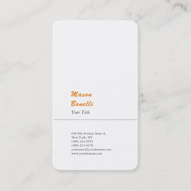 Minimalistische Schlichte Moderne Beruflich Orange Visitenkarte (Vorderseite)