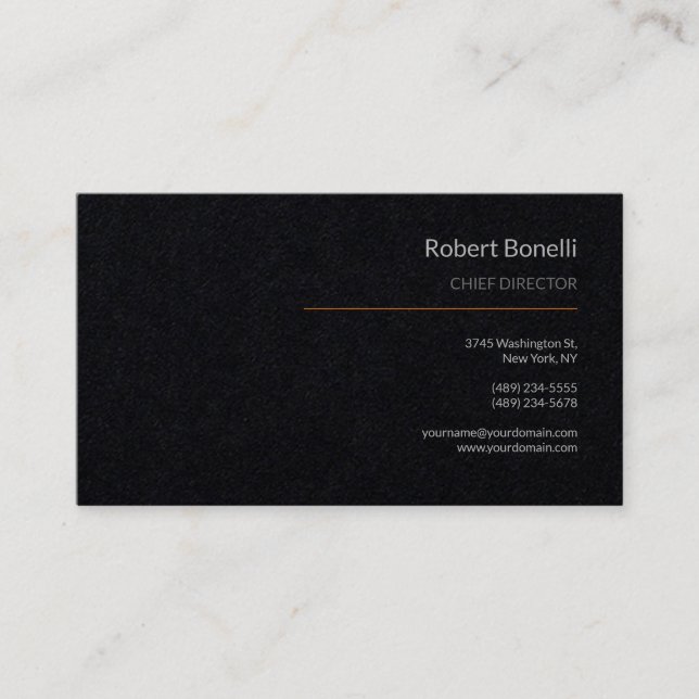 Minimalistische Schlichte Premium Black Modern Visitenkarte (Vorderseite)