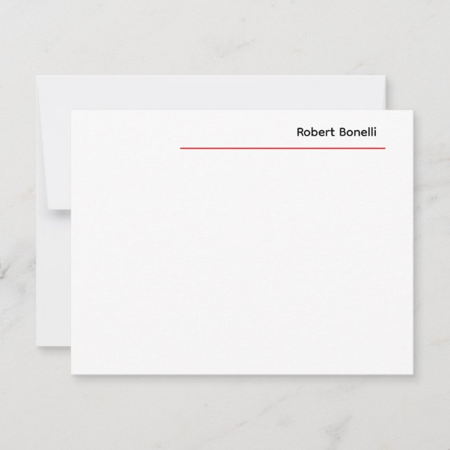 Minimalistische Schlichte Rot-Weiß-Modern-Premium- Mitteilungskarte (Vorderseite)