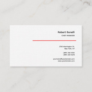 Minimalistische Schlichte Rot-Weiß-Modern-Premium- Visitenkarte
