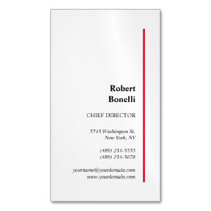 Minimalistische Schlichte Rot-Weiß-Moderne Magnetische Visitenkarte