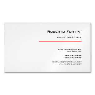 Minimalistische Schlichte Rot-Weiß-Moderne Magnetische Visitenkarte