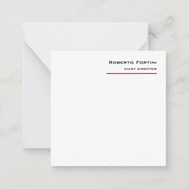 Minimalistische Schlichte Rot-Weiß-Moderne Mitteilungskarte (Vorderseite)