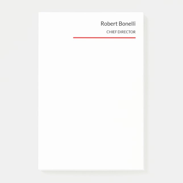 Minimalistische Schlichte Rot-Weiß-Moderne Post-it Klebezettel (Vorderseite)