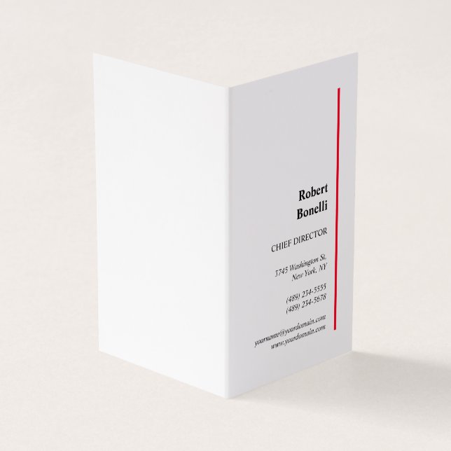 Minimalistische Schlichte Rot Weiß Moderne Premium Visitenkarten (Vorderseite)