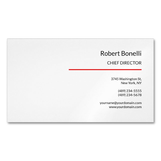 Minimalistische Schlichte Rot-Weiß-Standardgröße Magnetische Visitenkarte (Vorderseite)