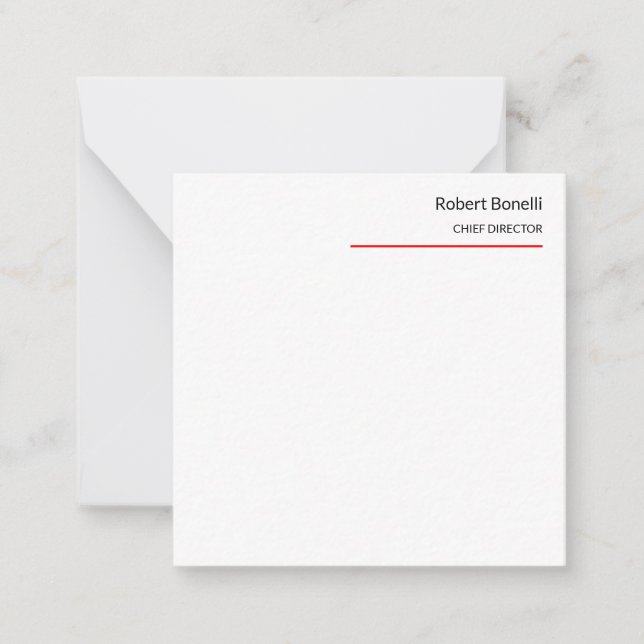 Minimalistische Schlichte Rot-Weiß-Standardgröße Mitteilungskarte (Vorderseite)