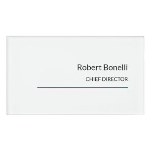 Minimalistische Schlichte Rot-Weiß-Standardgröße Namenschild