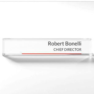 Minimalistische Schlichte Rot-Weiß-Standardgröße Namensplakette