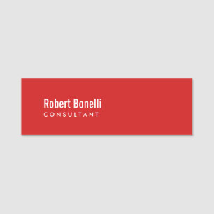 Minimalistische Schlichte Rot-Weiß-Standardgröße Namensschild
