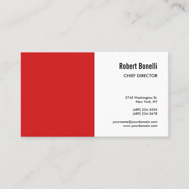Minimalistische Schlichte Rot-Weiß-Standardgröße Visitenkarte (Vorderseite)