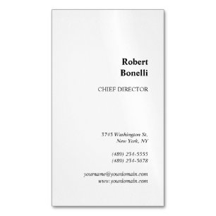 Minimalistische Schlichte Weiß-Moderne Magnetische Visitenkarte