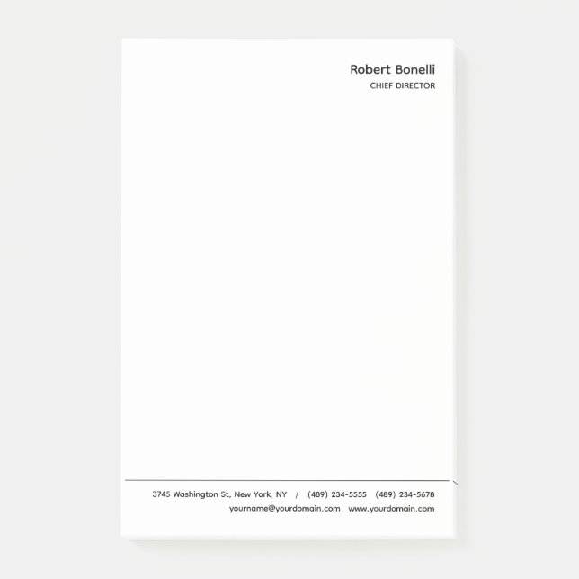 Minimalistische Schlichte Weiß-Moderne Post-it Klebezettel (Vorderseite)