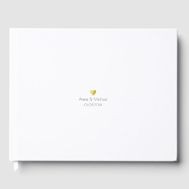 Minimalistische, schlichte, weiße Hochzeit Gästebuch (Vorderseite)