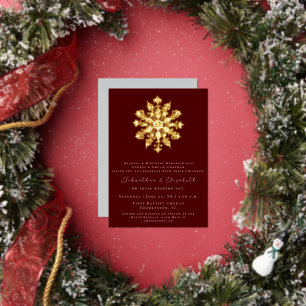 Minimalistische Schneeflocke   Red Wedding Folieneinladung