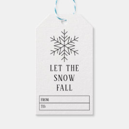 Minimalistische Schneeflocke Schwarz-Weiß-Geschenk Geschenkanhänger