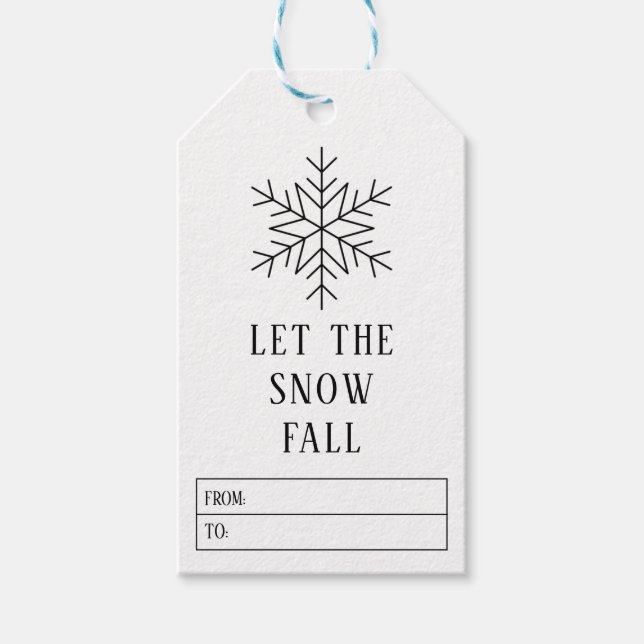Minimalistische Schneeflocke Schwarz-Weiß-Geschenk Geschenkanhänger (Vorderseite)