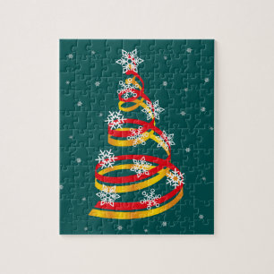 Minimalistische Schneeflocken-Band-Weihnachtsbaum