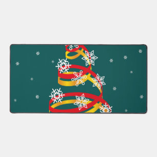 Minimalistische Schneeflocken-Band-Weihnachtsbaum Schreibtischunterlage