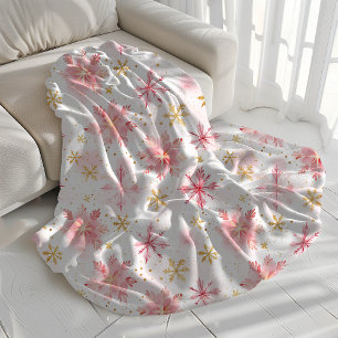 Minimalistische Schneeflocken in Rosa und Gold Sherpadecke