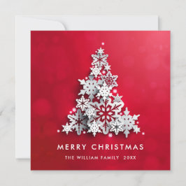 Minimalistische Schneeflocken Weihnachtsbaum Gruß Feiertagskarte