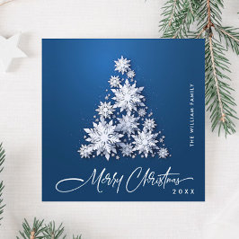 Minimalistische Schneeflocken Weihnachtsbaum Gruß Feiertagskarte