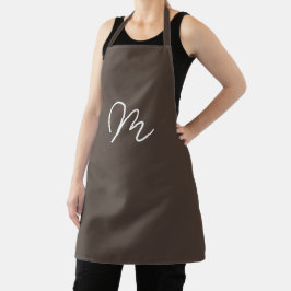 Minimalistische Schokolade Tiefbraunes Monogramm Schürze