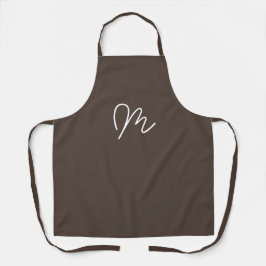 Minimalistische Schokolade Tiefbraunes Monogramm Schürze