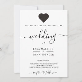 Minimalistische, schöne LoveHeart Hochzeit Einladu Einladung