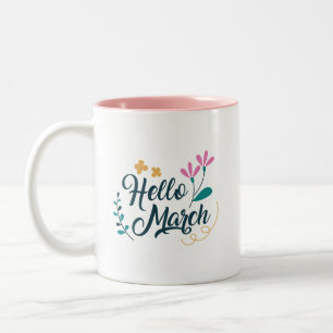 Minimalistische Schönheit Charmantes Hallo März Sa Zweifarbige Tasse