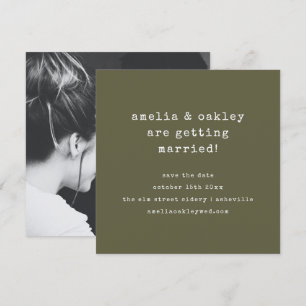 Minimalistische Schreibmaschine Retro-Oliv Hochzei Save The Date