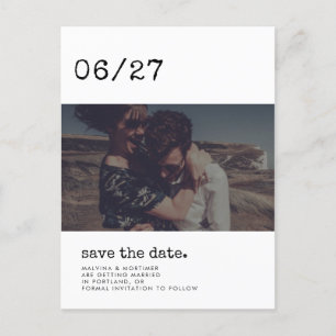 Minimalistische Schreibmaschine Save the Date Foto Postkarte