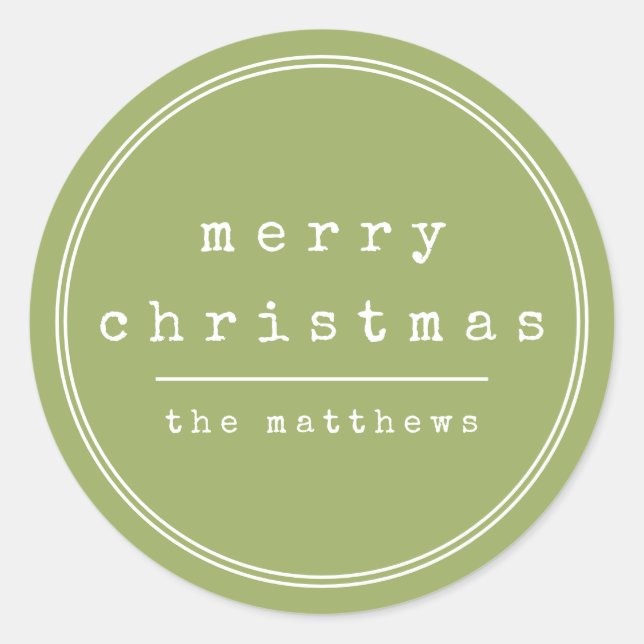 Minimalistische Schreibmaschinenfamilie Green Runder Aufkleber (Vorderseite)