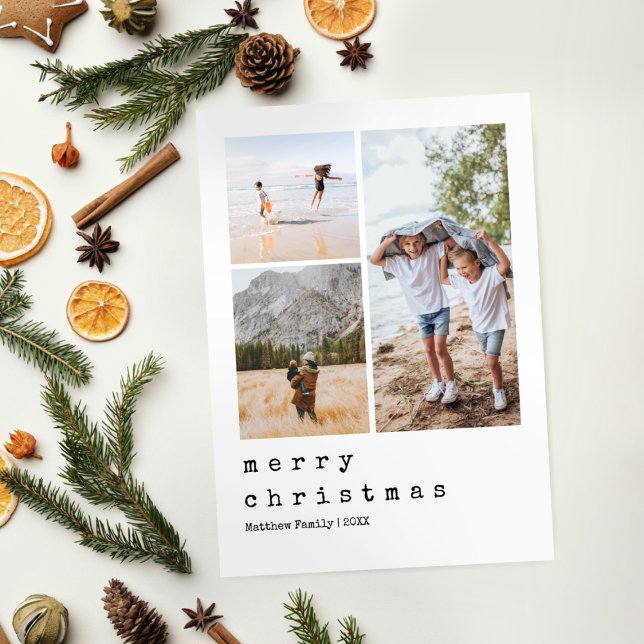 Minimalistische Schreibmaschinenweihnachtsfamilie  Feiertagskarte (Von Creator hochgeladen)