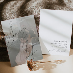 Minimalistische Schrift Flache "Save the Date"-Kar Einladung