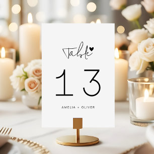 Minimalistische Schrift Herz Moderne Hochzeit Tischnummer