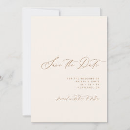 Minimalistische Schrift Ivory & Tan Foto-Hochzeit Save The Date