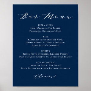 Minimalistische Schrift Navy Blau Hochzeitsbar-Men Poster
