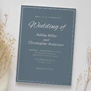 Minimalistische Schrift Schiefergraue Hochzeit Folieneinladung