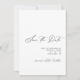 Minimalistische Schrift Schwarz-Weiß-Foto-Hochzeit Save The Date