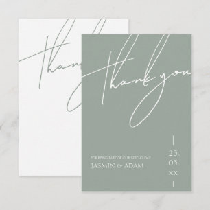 Minimalistische Schrift-Typografie-Hochzeit in Sal Dankeskarte
