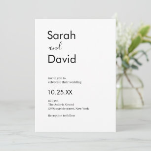 Minimalistische Schriftart Ehepaar in Schwarz/Weiß Einladung