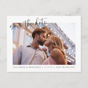 Minimalistische Schriftart Vollfoto Hochzeit Termi Postkarte