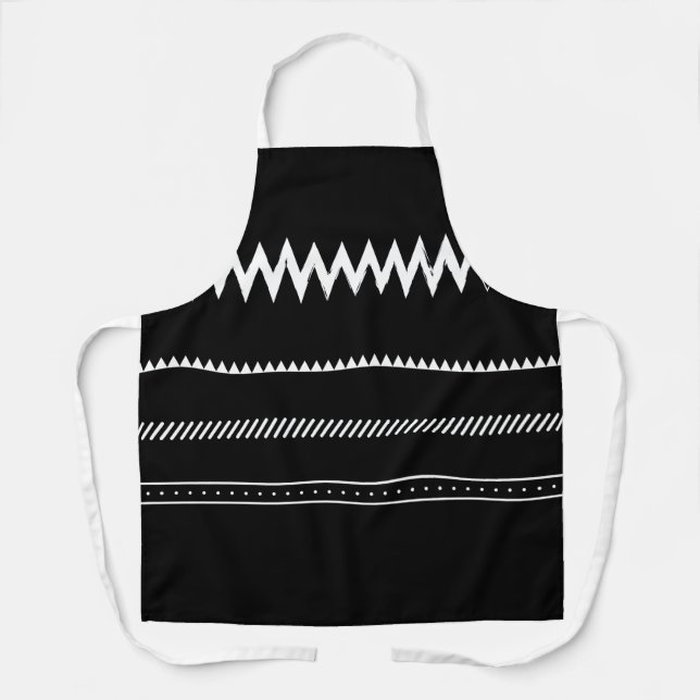 Minimalistische Schürze aus Schwarz und Weiß - Uni (Vorderseite)