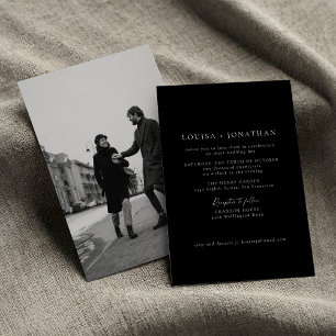 Minimalistische Schwarz-Foto-Hochzeit Einladung