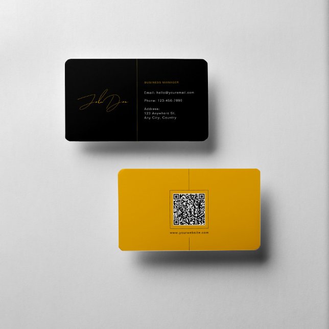 Minimalistische Schwarz-Gelb-Visitenkarte Visitenkarte (Von Creator hochgeladen)