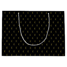 Minimalistische Schwarz-Gold-Monogramm Große Geschenktüte